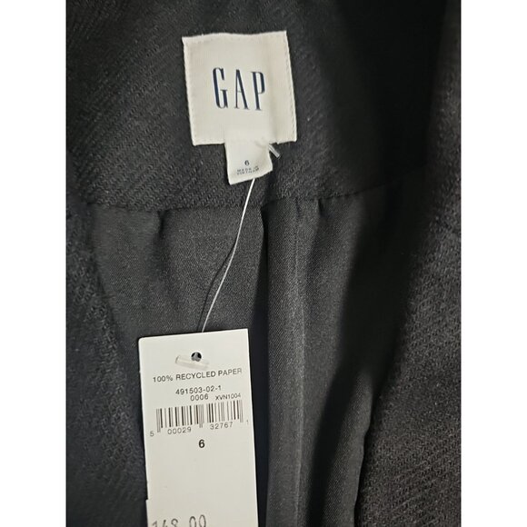 NWT GAP Double-Breasted Wool Black Blazer Sz 6 Long Length - Picture 4 of 6